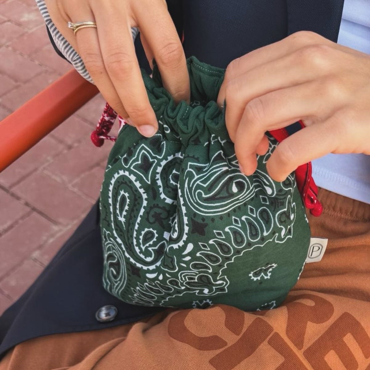 Bandana Bag - Grass Green / Real Red
